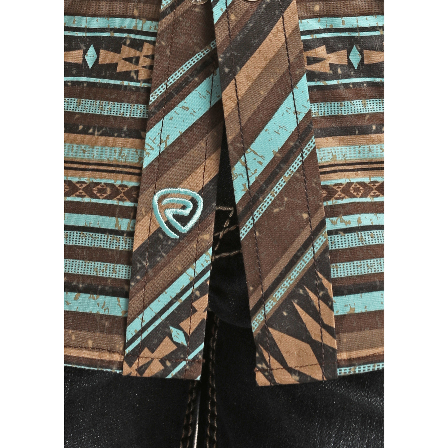 Rock & Roll Cowboy Kid's Teal Aztec Stripe Snap Shirt RRBSOSRZ17-81