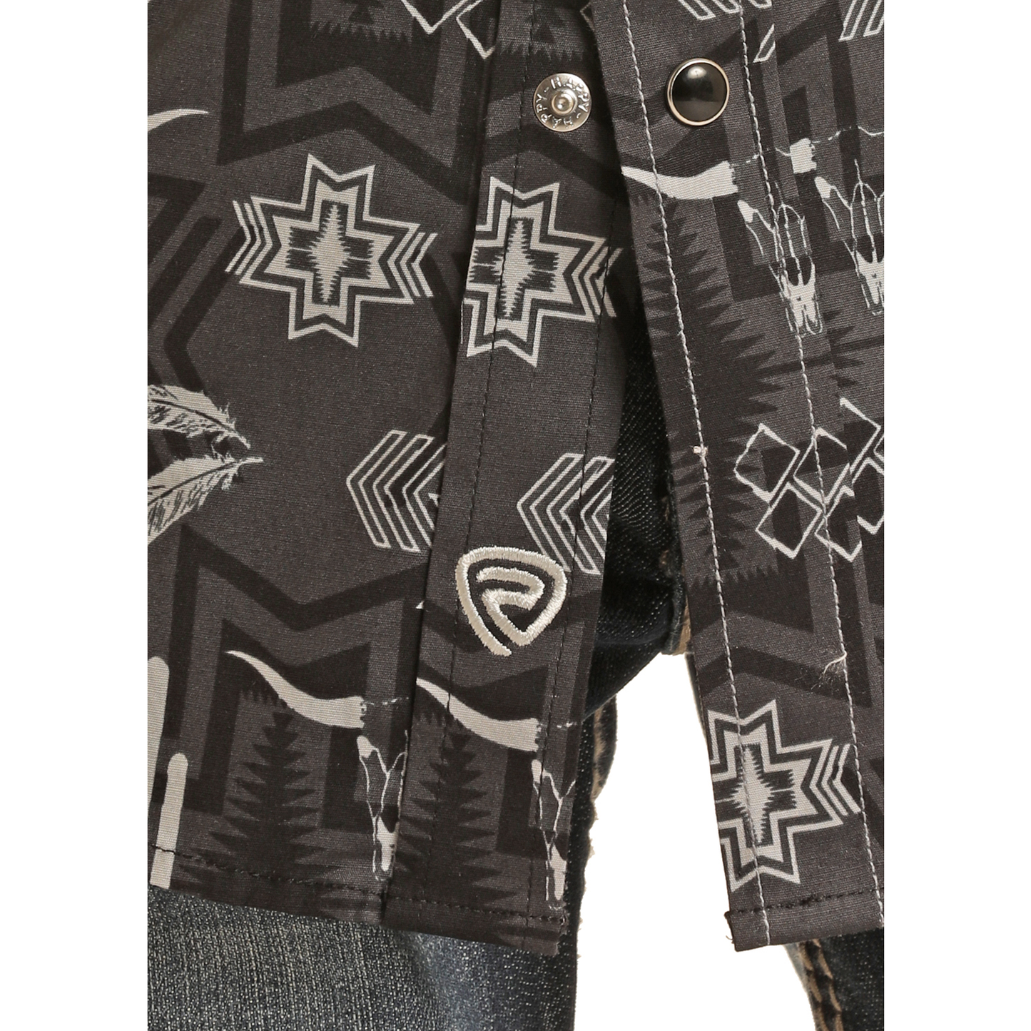 Rock & Roll® Youth Boy's Aztec Print Charcoal Snap Shirt RRBSOSRZ19-02