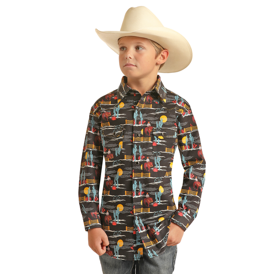Rock & Roll Cowboy® Youth Boy's Western Snap Down Shirt RRBSOSRZ82-86