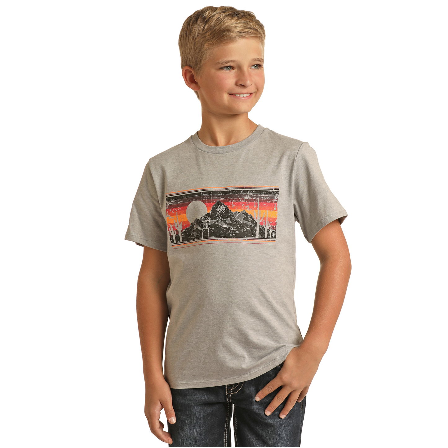 Rock & Roll Denim Kid's Grey Mountain Graphic T-Shirt RRBT21R061-05