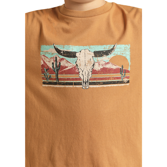 Rock & Roll Cowboy® Youth Boy's Longhorn Mustard T-Shirt RRBT21RZM5-77