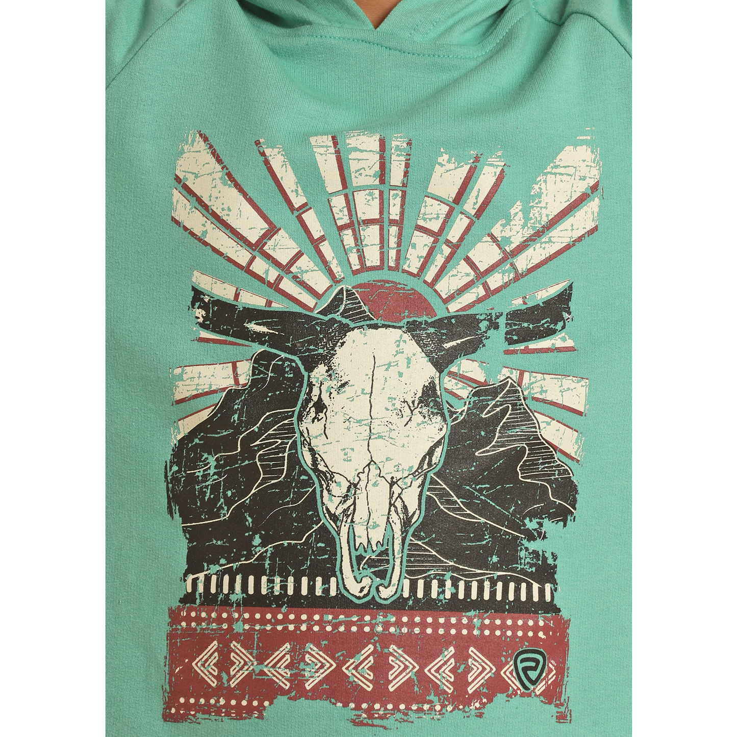 Rock & Roll® Youth Boy's Turquoise Bull Skull Hoodie RRBT94R05Y-86