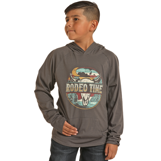 Rock & Roll® Youth Boy's "Rodeo Time" Charcoal Hoodie RRBT94R068-02