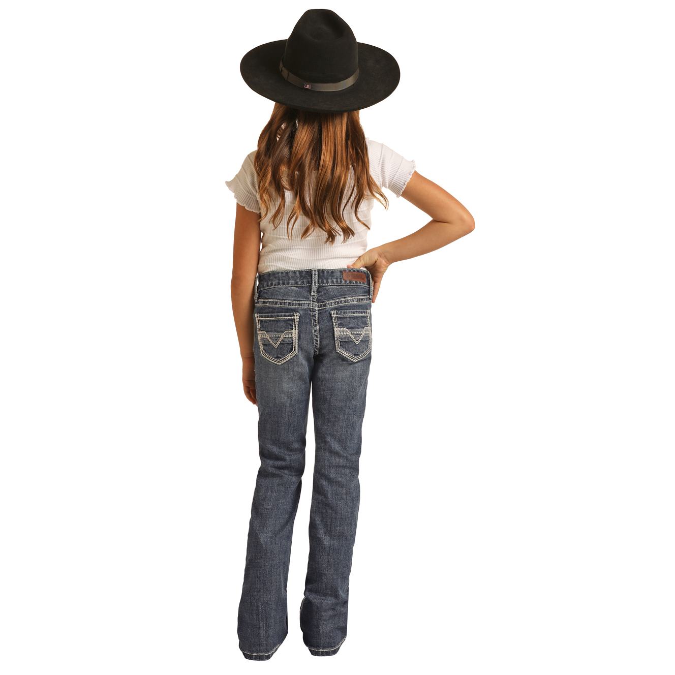 Rock & Roll® Youth Girl's Ivory Embroidery Bootcut Jeans RRGD4MRZPP-203