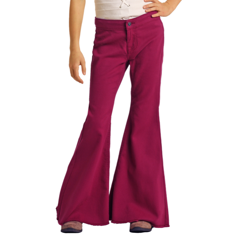 Rock & Roll® Youth Girl's Burgundy Button Bell Jeans RRGD7PRZR8-62