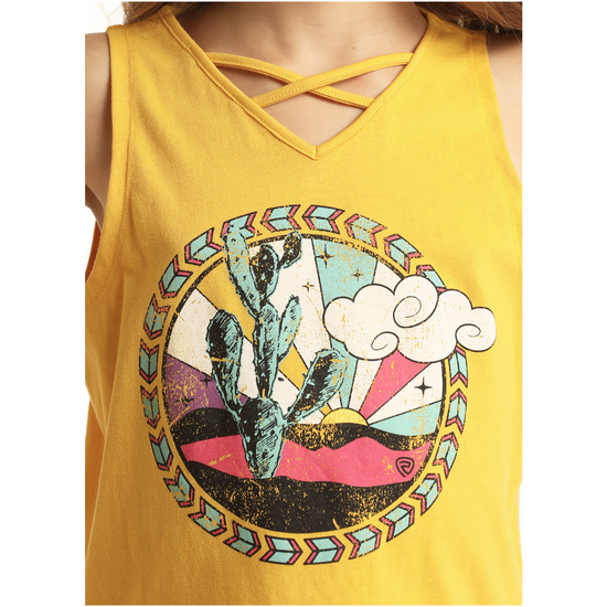 Rock & Roll® Youth Girl's Desert Graphic Yellow Tank Top RRGT20RZM3