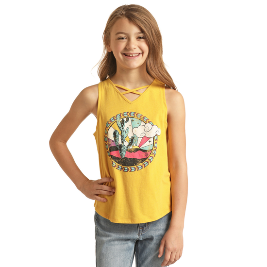 Rock & Roll® Youth Girl's Desert Graphic Yellow Tank Top RRGT20RZM3