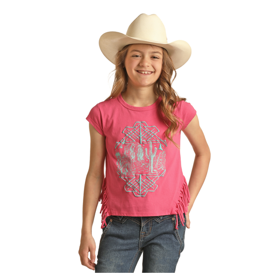Panhandle® Girl's Pink&Teal Desert Graphic T-Shirt RRGT21R112