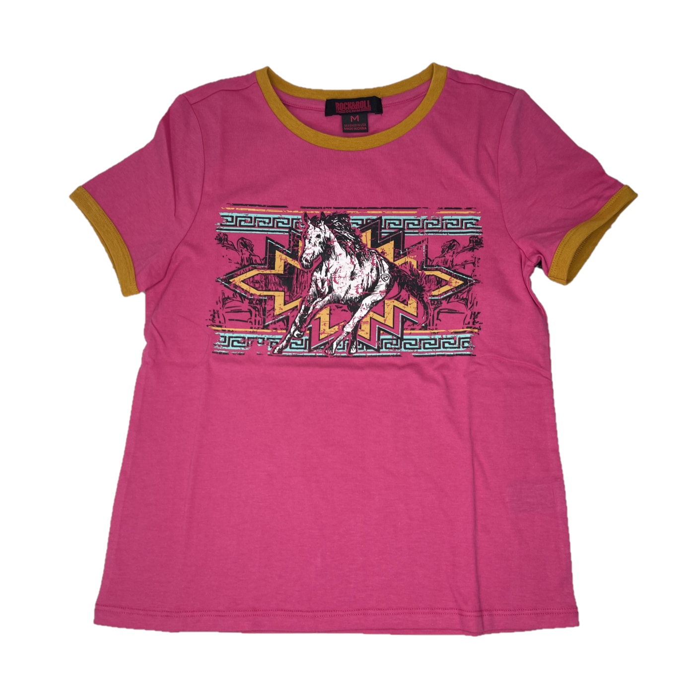 Rock & Roll Cowgirl® Youth Girl's Horse Graphic Pink Tee RRGT21R113