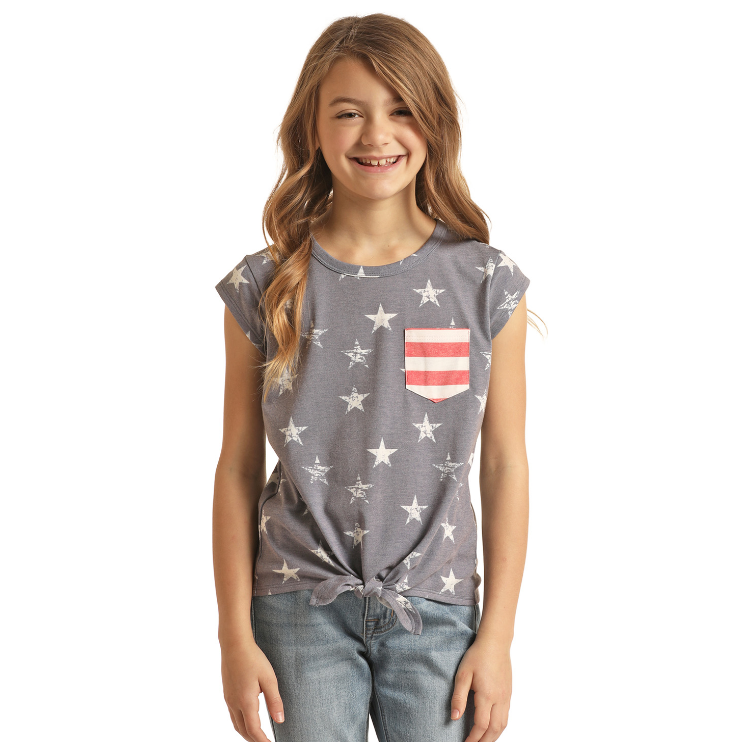 Rock & Roll® Youth Girl's Stars & Stripes Blue T-Shit RRGT21RZLW