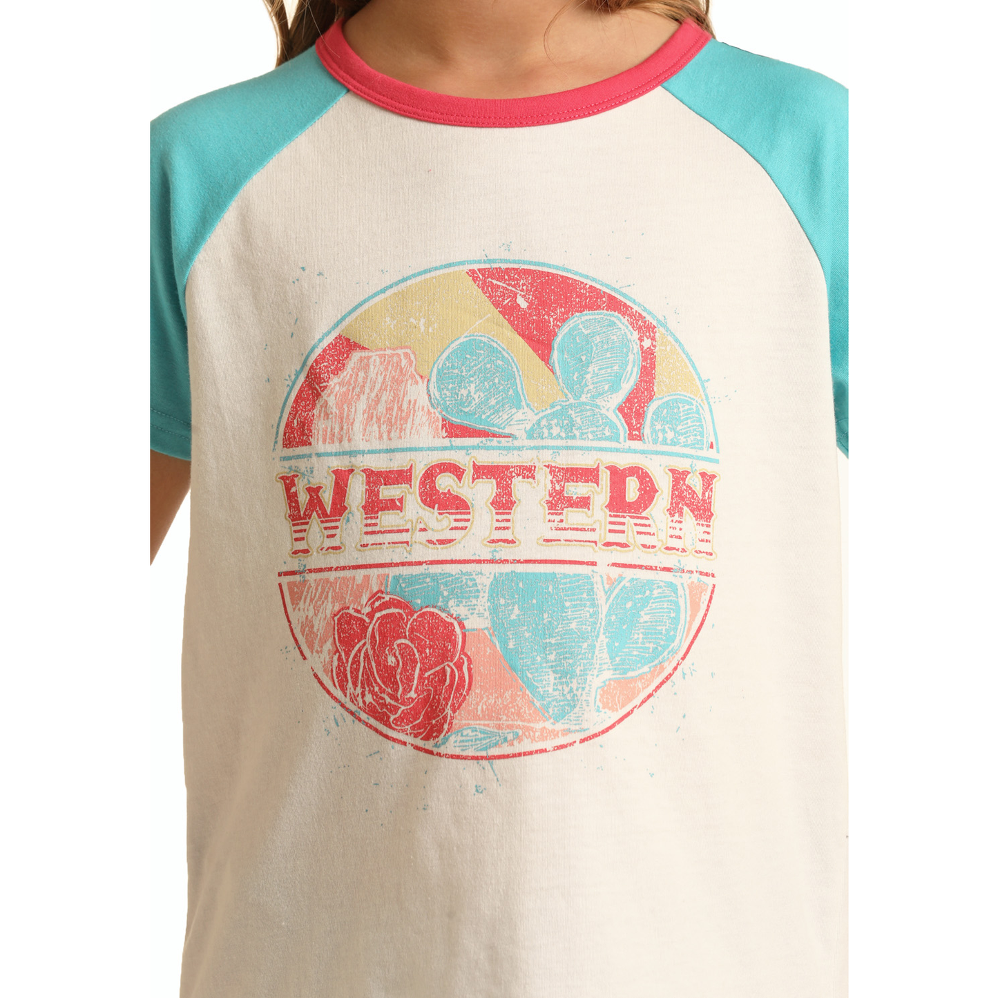 Rock & Roll® Youth Girl's Western Graphic White T-Shirt RRGT21RZLX