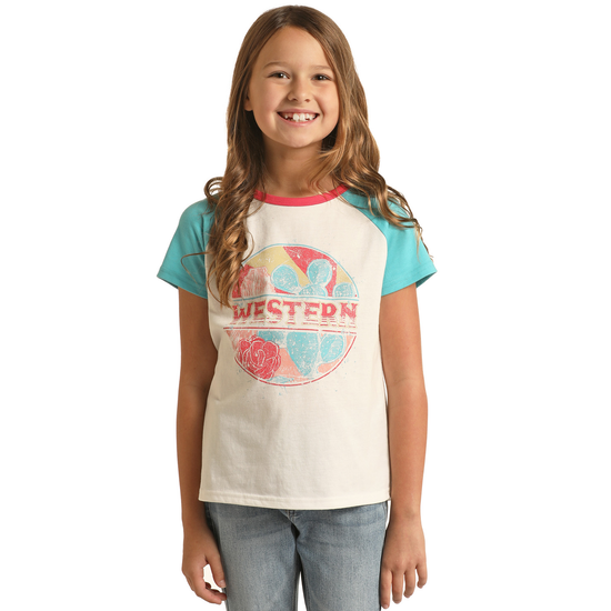 Rock & Roll® Youth Girl's Western Graphic White T-Shirt RRGT21RZLX