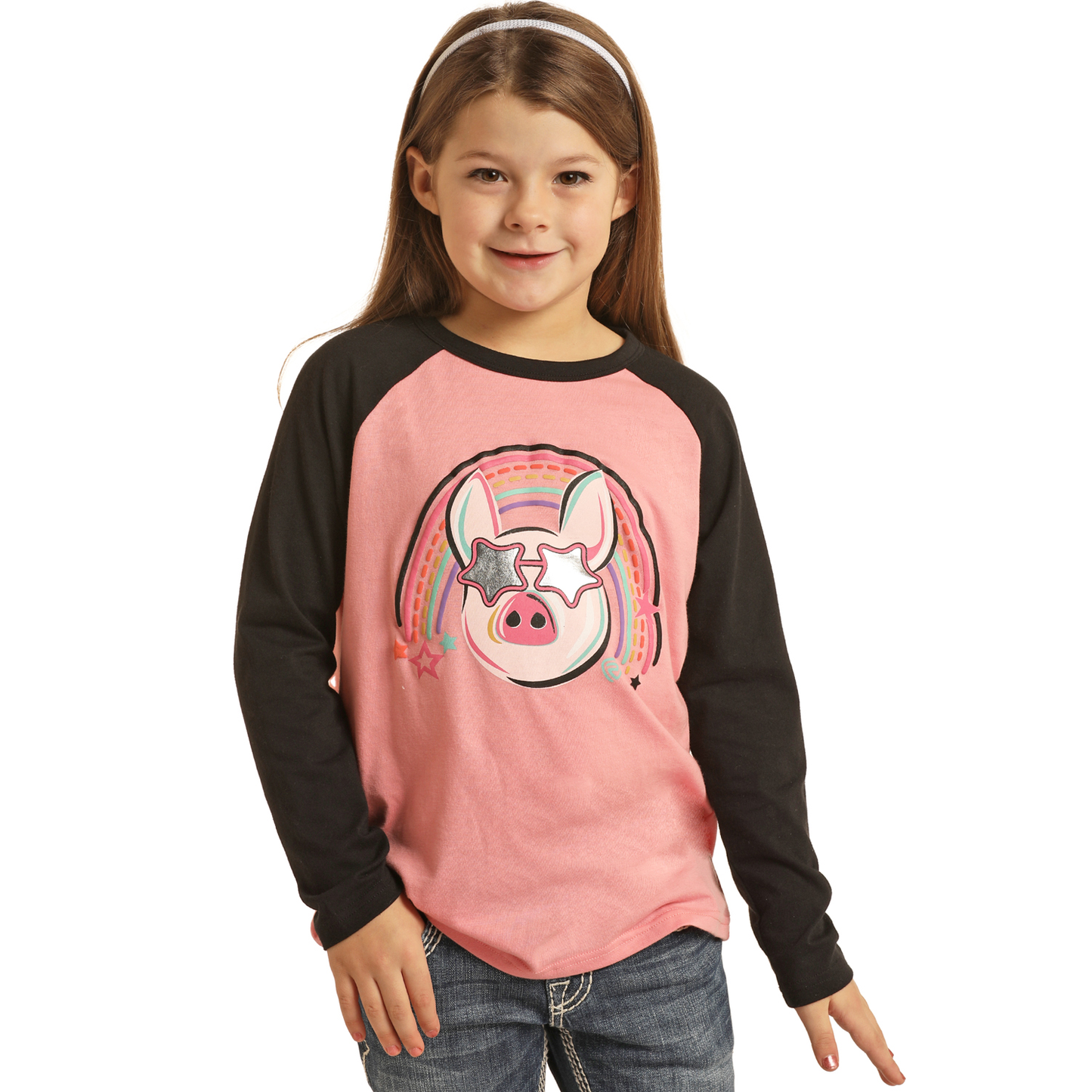 Rock & Roll® Youth Girl's Pink Graphic Baseball T-Shirt RRGT22R06X-68