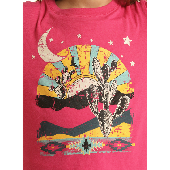 Rock & Roll® Youth Girl's Basic Fuchsia Graphic T-Shirt RRGT22R071-53