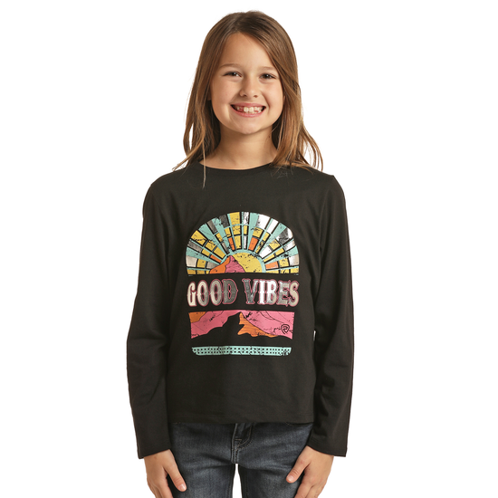 Rock & Roll® Youth Girl's "Good Vibes" Graphic T-Shirt RRGT22R072-01