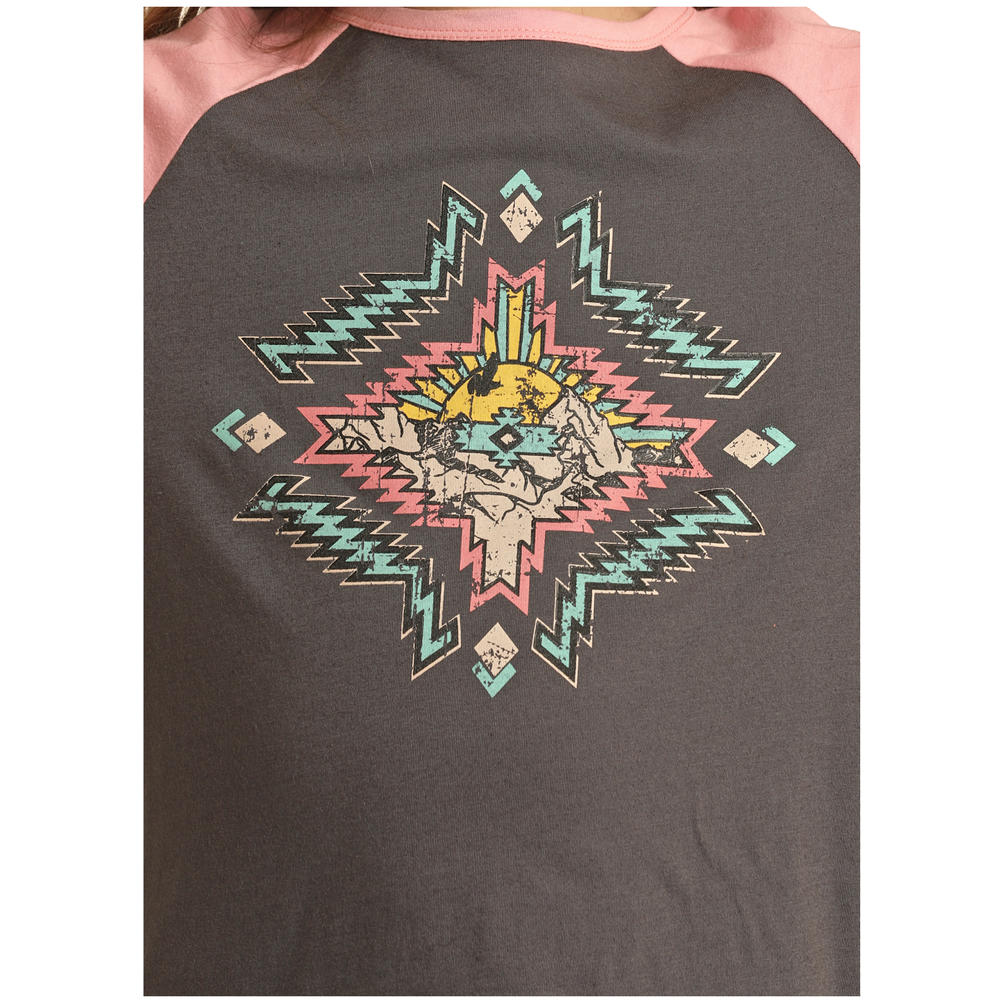 Rock & Roll Cowgirl® Youth Girl's Grey Western Graphic Tee RRGT22R0I8