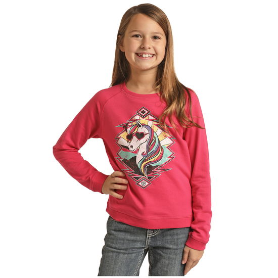 Rock & Roll® Youth Girl's Graphic Hot Pink Pullover RRGT91R075-67