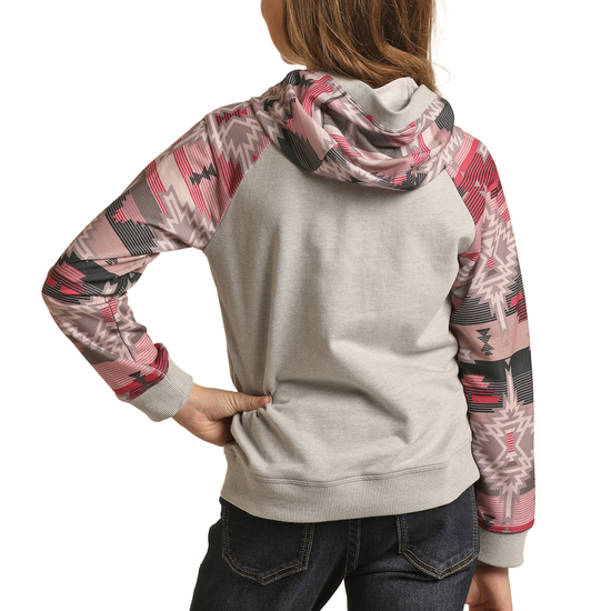 Rock & Roll Cowgirl® Youth Girl's Contrast Sleeve Hoodie RRGT94R0AX