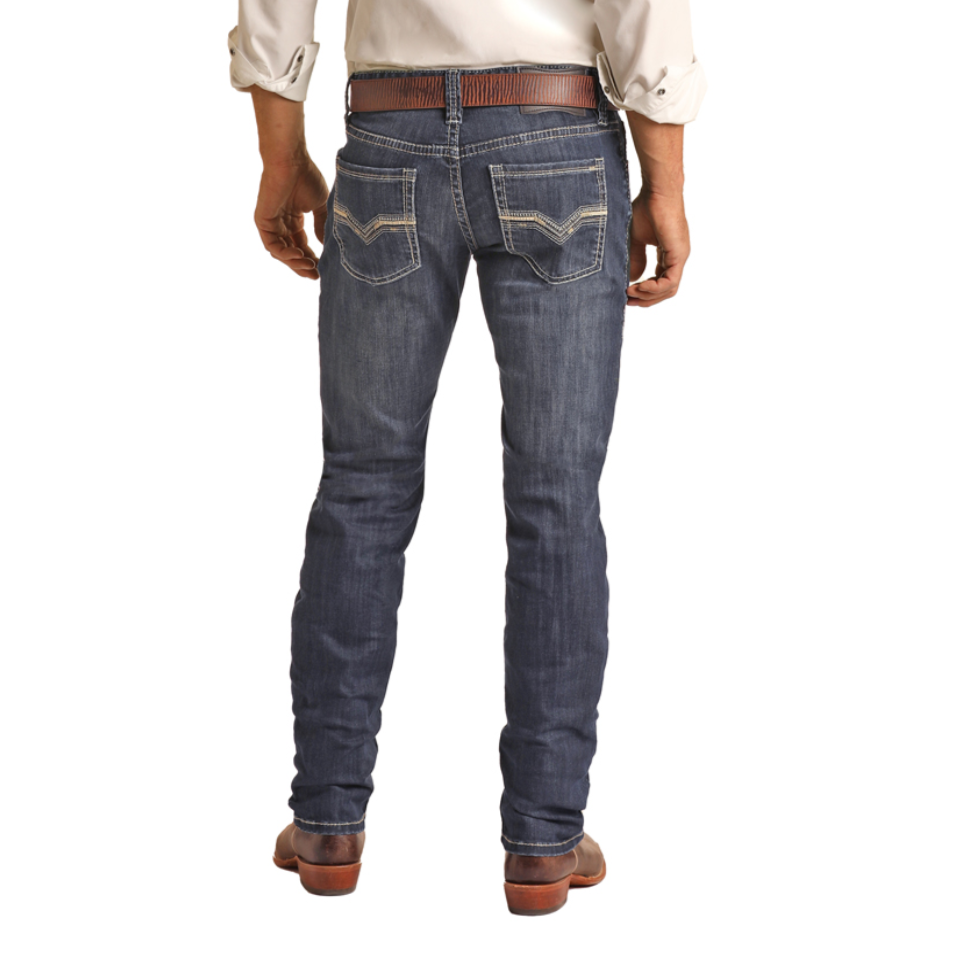Load image into Gallery viewer, Rock &amp;amp; Roll Denim® Men&amp;#39;s Two Toned Dark Wash Jeans RRMD2MR149-200
