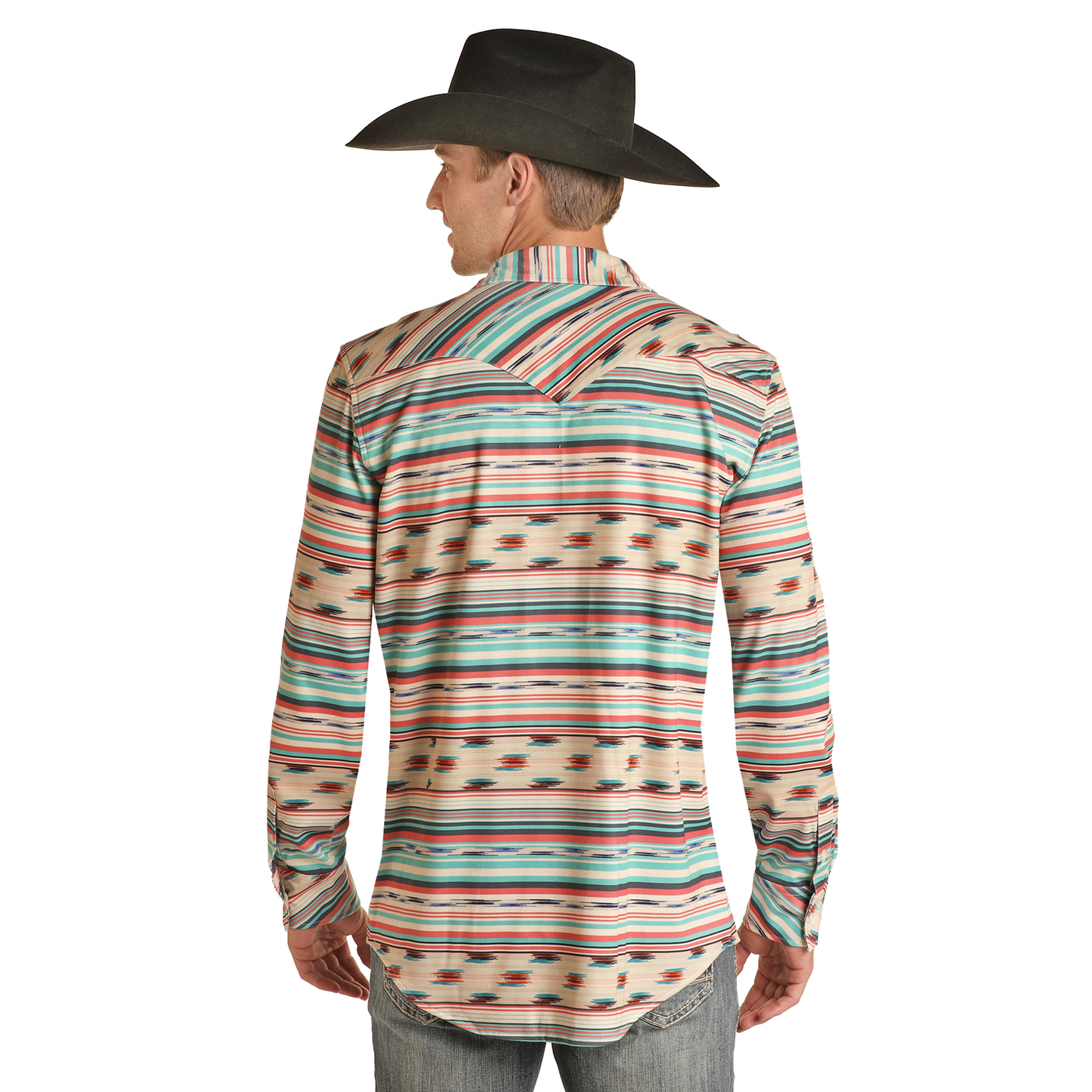 Rock & Roll Denim® Men's Aztec Stripe Button Down Shirt RRMSOBR09M