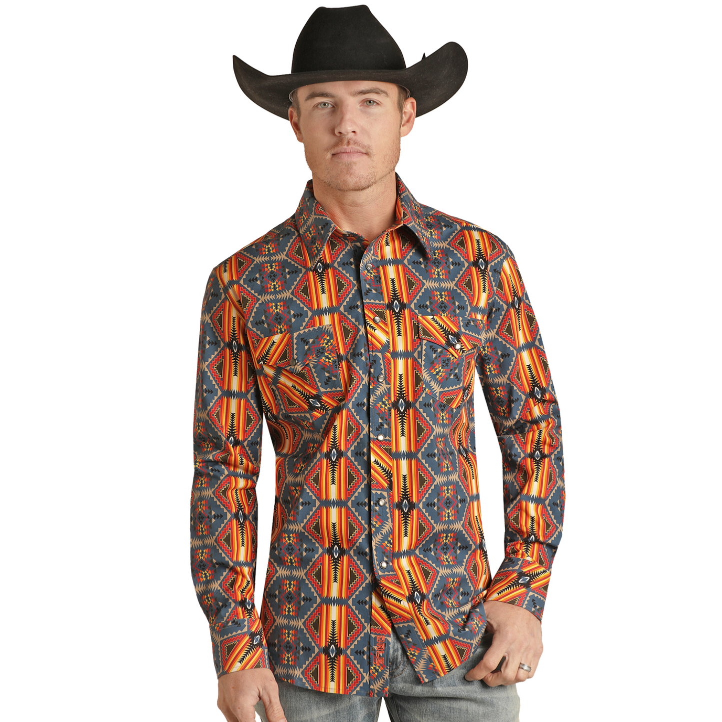 Rock & Roll Cowboy® Men's Dale Brisby Aztec Tan Snap Shirt RRMSOSR096
