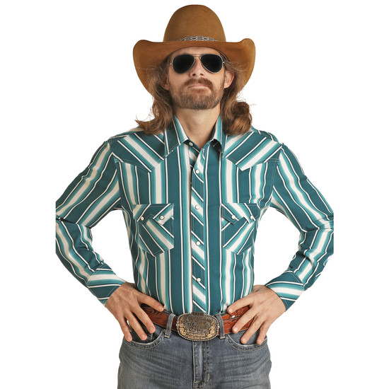 Rock & Roll® Men's Dale Brisby Turquoise Snap Down Shirt RRMSOSRZ0H-87