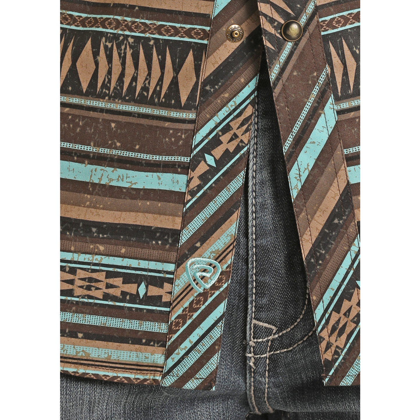 Rock & Roll® Men's Aztec Stripe Poplin Print Snap Shirt RRMSOSRZ17-81
