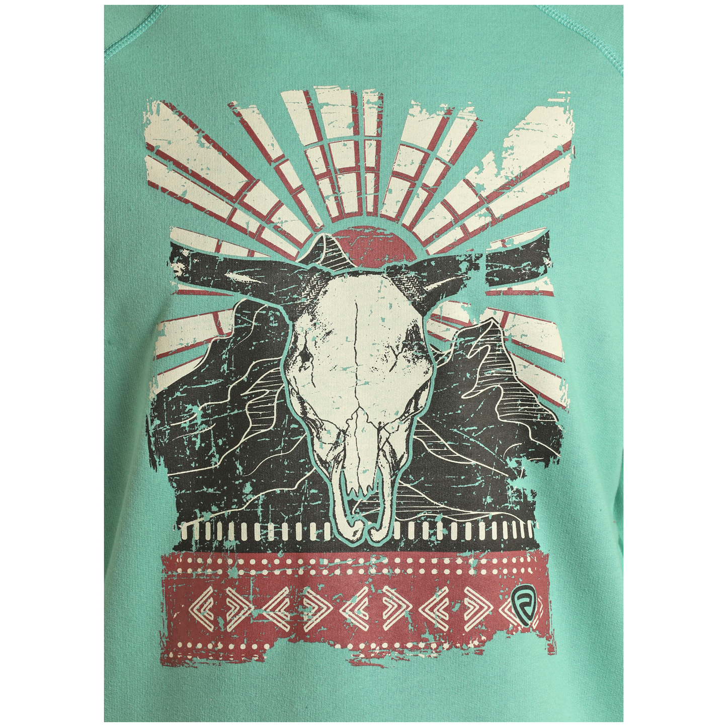 Rock & Roll® Men's Turquoise Bull Skull Graphic Hoodie RRMT94R05Y-86
