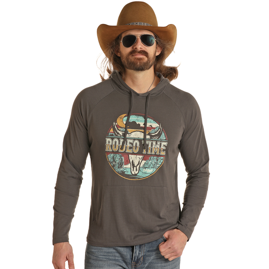 Rock & Roll® Men's Rodeo Time Graphic Charcoal Hoodie RRMT94R068-02