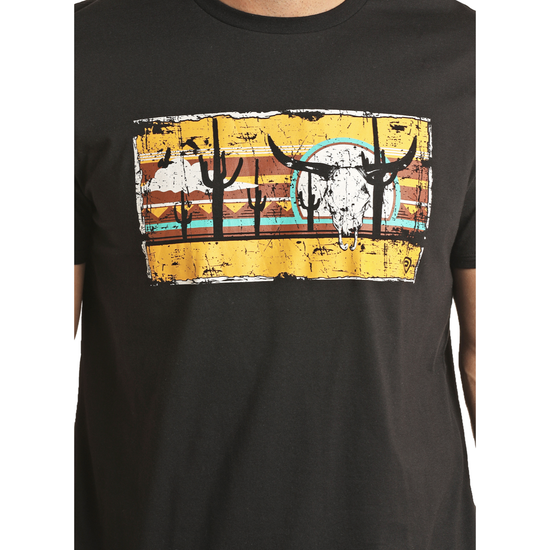 Rock & Roll Unisex Black Bull Skull Graphic T-Shirt RRUT21R060-01