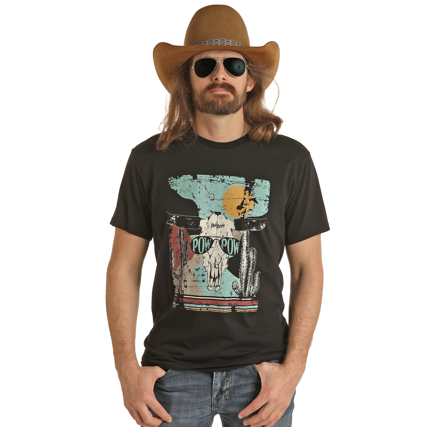 Rock & Roll® Unisex "Pow Pow" Dale Brisby Black T-Shirt RRUT21R069-01