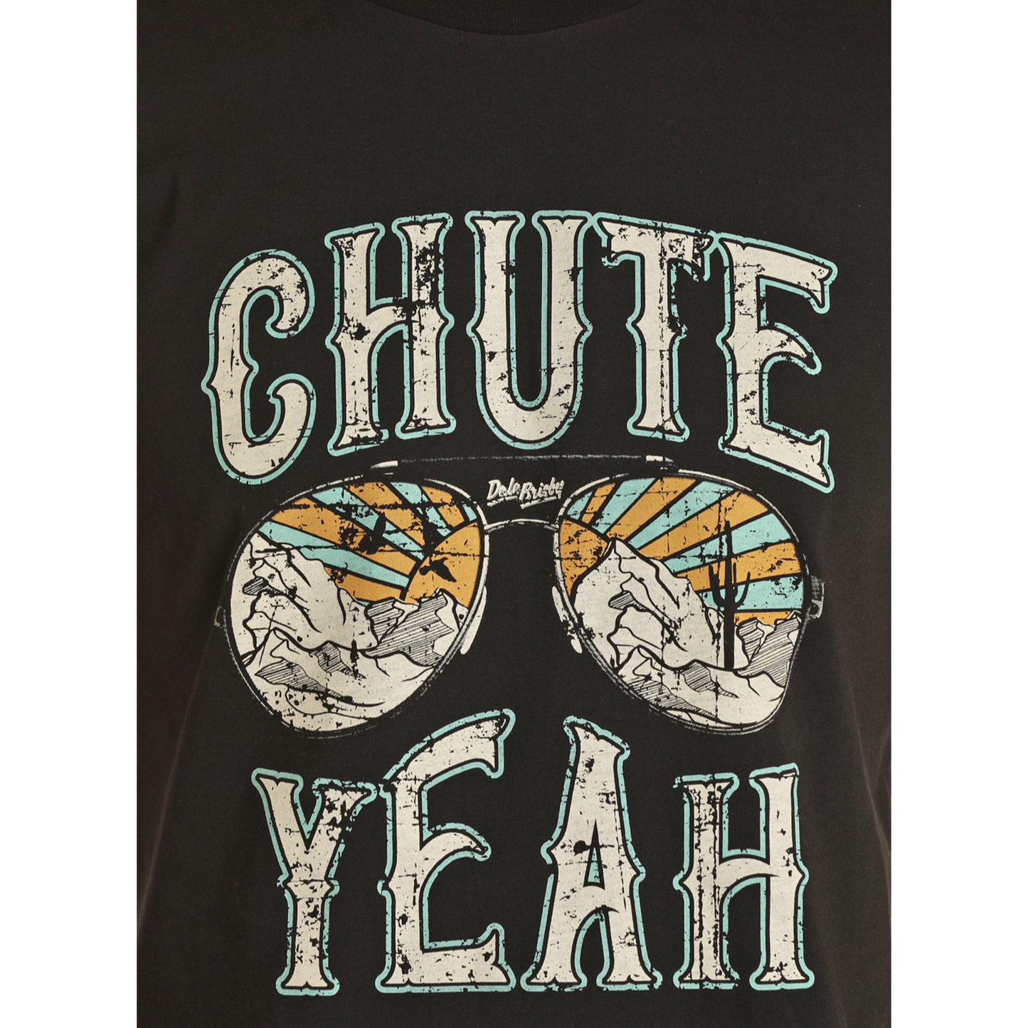 Rock & Roll® Unisex "CHUTE YEAH" Graphic Black T-Shirt RRUT21R06C-01