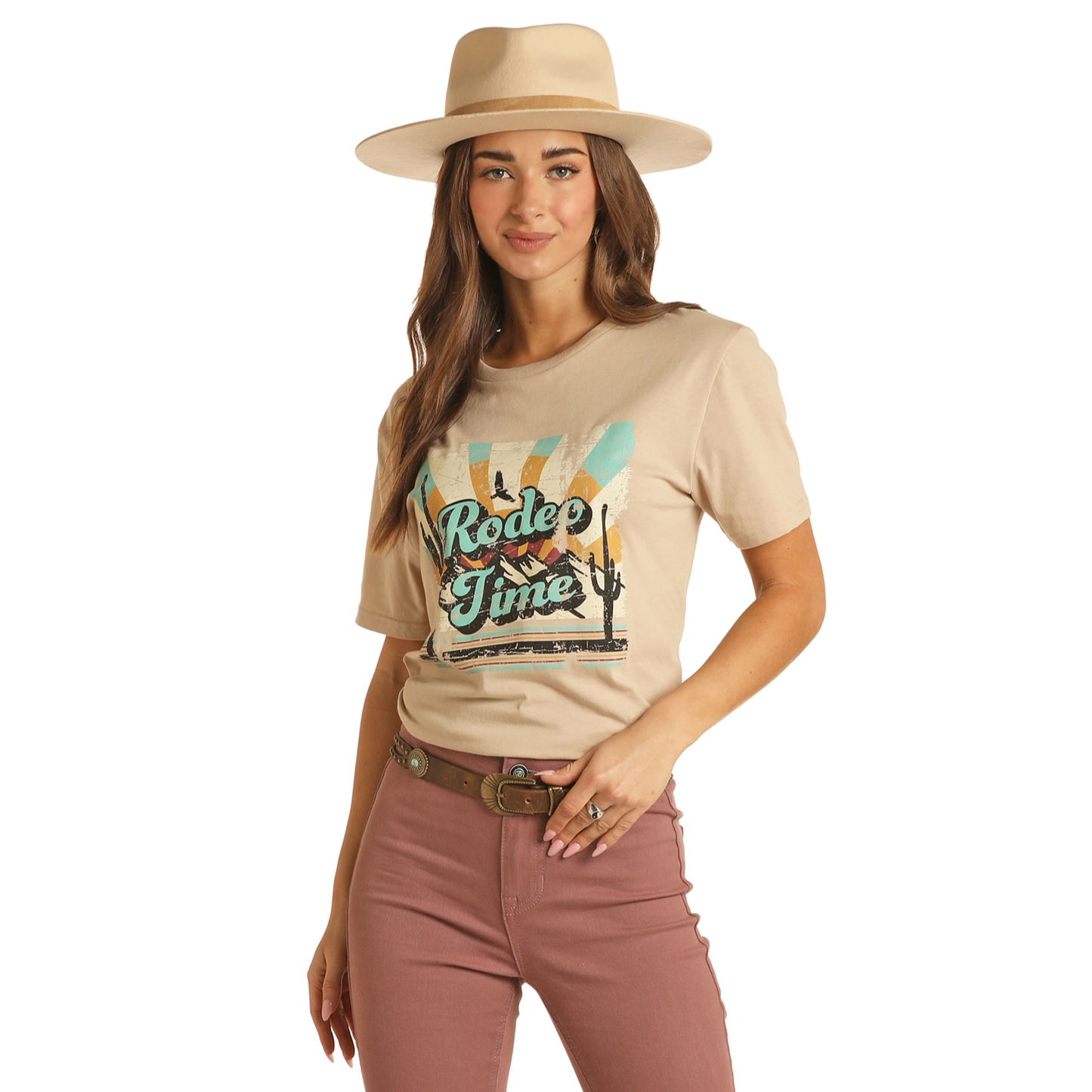 Rock & Roll® Unisex "RODEO TIME" Desert Taupe T-Shirt RRUT21R06D-26