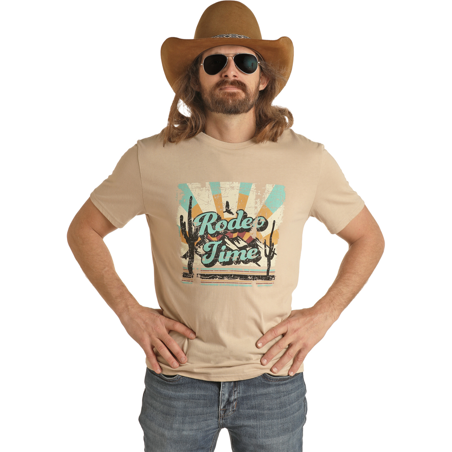 Rock & Roll® Unisex "RODEO TIME" Desert Taupe T-Shirt RRUT21R06D-26