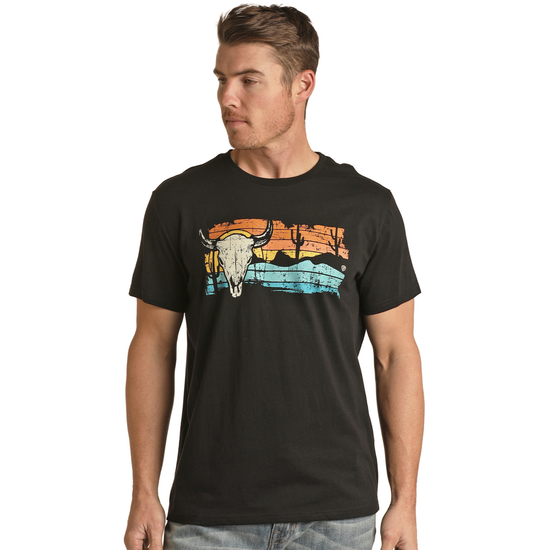Rock & Roll Cowboy® Unisex Black Western Graphic T-Shirt RRUT21R0IS