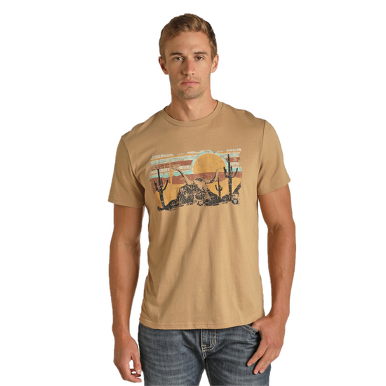 Panhandle® Unisex Longhorn Retro Desert Taupe Graphic T-Shirt RRUT21R12J