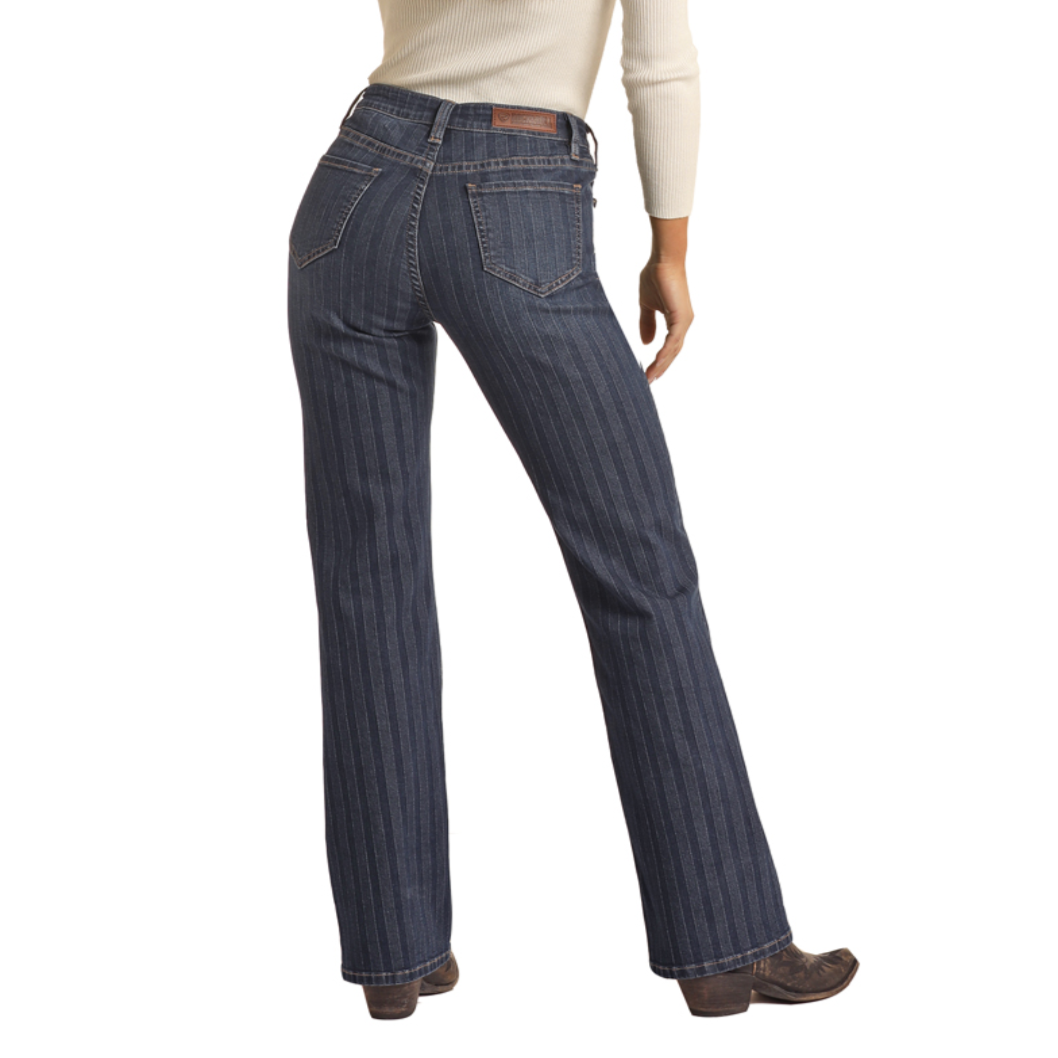 Rock & Roll Denim® Ladies Jacquard High Rise Dark Wash Jeans RRWD4HR0G4