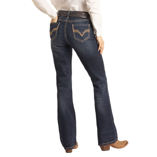 Rock & Roll Denim® Ladies Cheetah Dark Wash Vintage Jeans RRWD4RR0KM