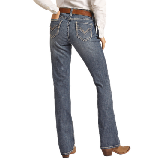 Rock & Roll Denim® Ladies Bootcut Medium Wash Riding Jeans RRWD4RR0KR