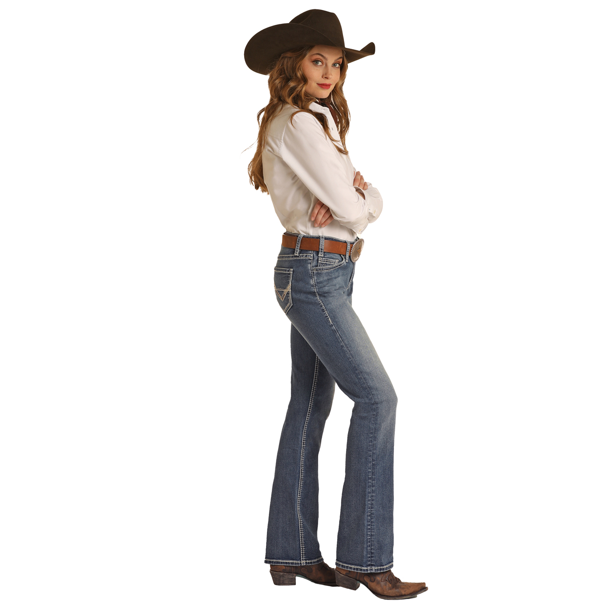 Rock & Roll Denim® Women's Cowhide Aplique Riding Jeans RRWD4RRZPN