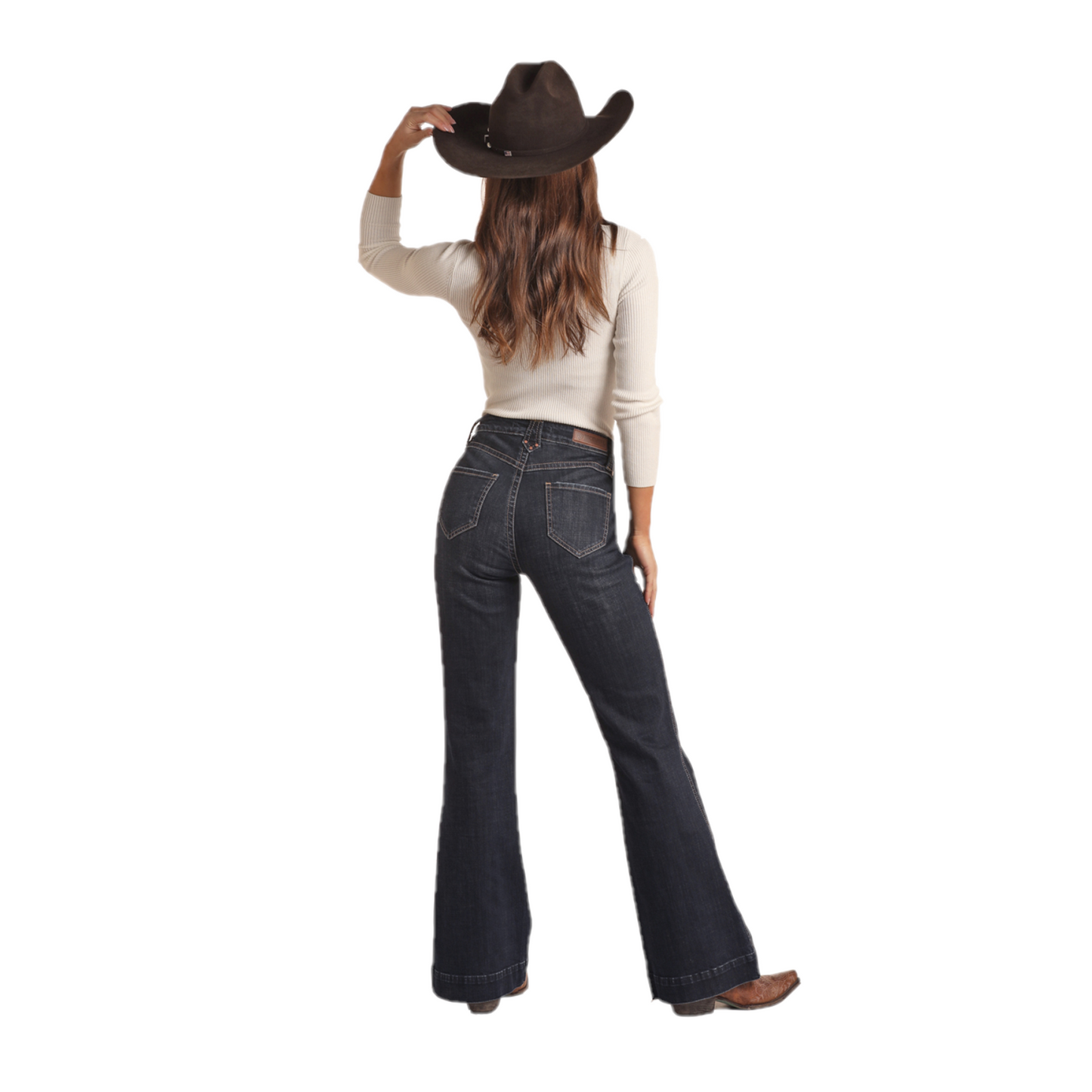 Rock & Roll Denim® Ladies Rivet Detail High Rise Trouser Jeans RRWD5HR0GJ