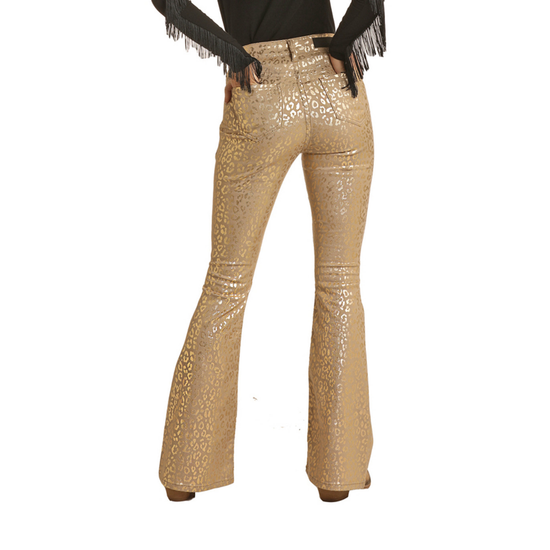Rock & Roll Denim® Ladies Cheetah High Rise Khaki Flare Jeans RRWD6HR0GV