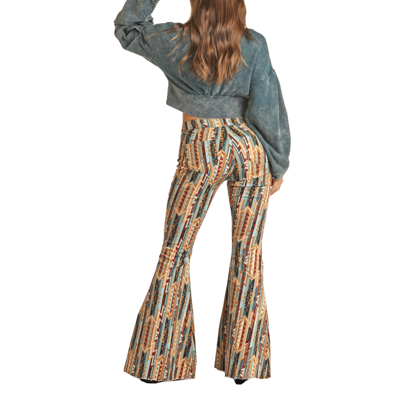 Rock & Roll Denim® Ladies Brown Aztec Bell Bottom Jeans RRWD7PR0FD