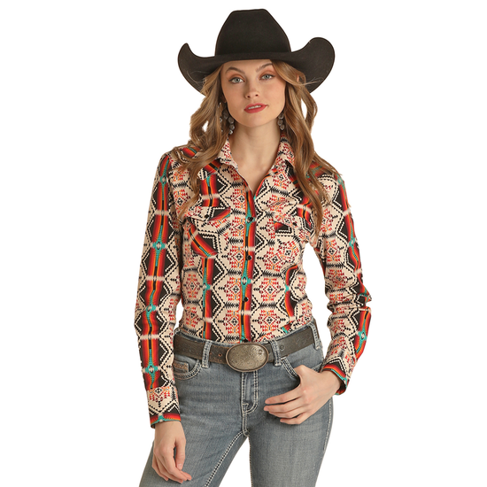 Rock & Roll® Ladies Geo Stripe Snap Button Shirt RRWSOSRZ0Z-12