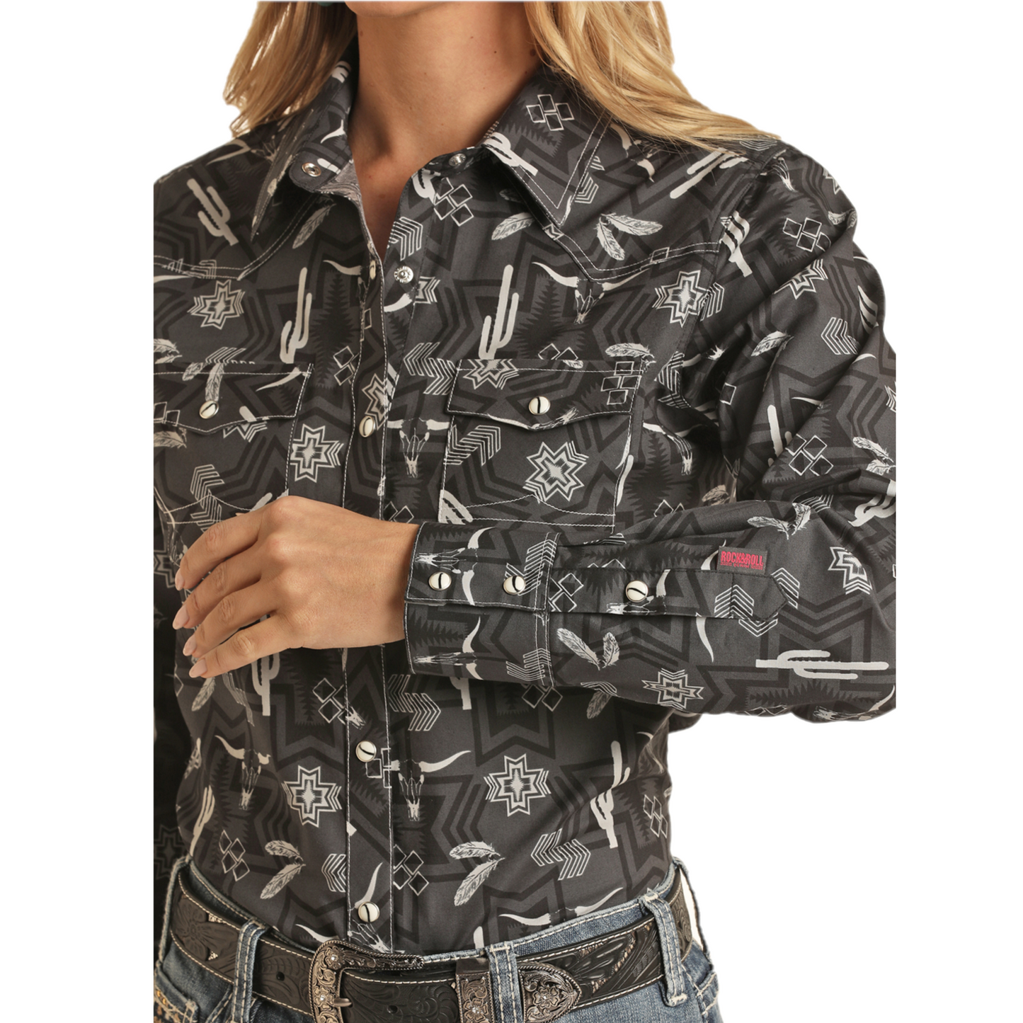 Panhandle® Ladies Conversational Charcoal Snap Up Shirt RRWSOSRZ19-02