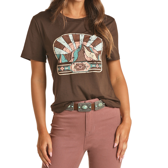 Rock & Roll® Ladies Mountain Graphic Brown T-Shirt RRWT21R04Y-24