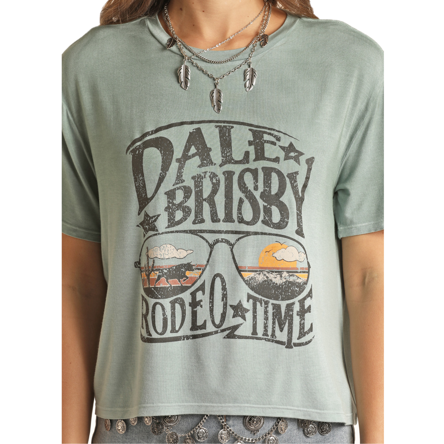Rock & Roll® Ladies Dale Brisby Boxy Aquamarine T-Shirt RRWT21RZOH