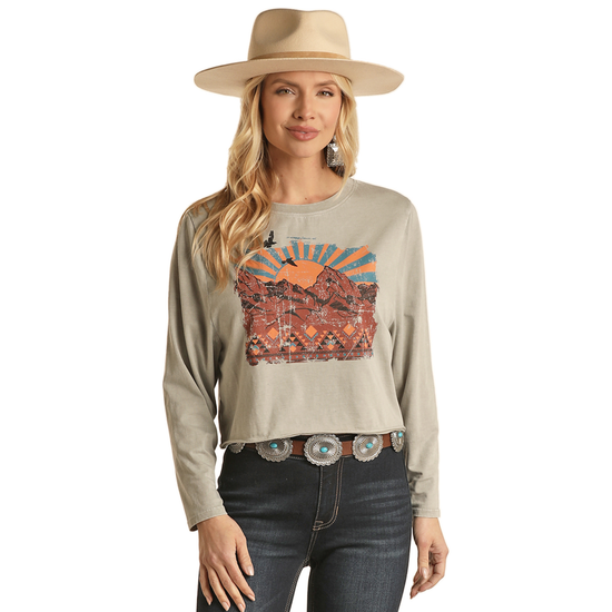 Panhandle® Ladies Desert Graphic Slate Long Sleeve T-Shirt RRWT91R0AY
