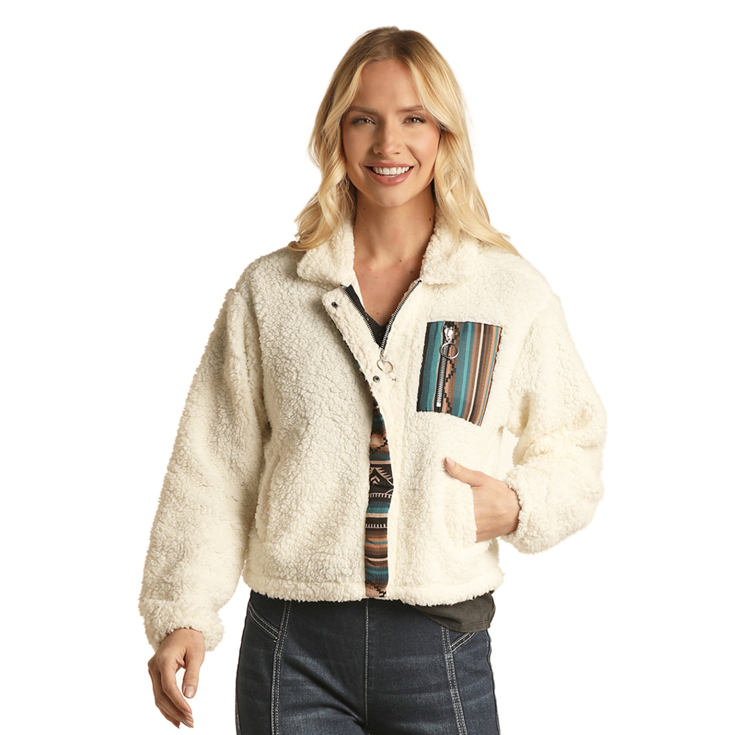 Panhandle® Ladies Zip-up Off White Sherpa Jacket RRWT92R0AW