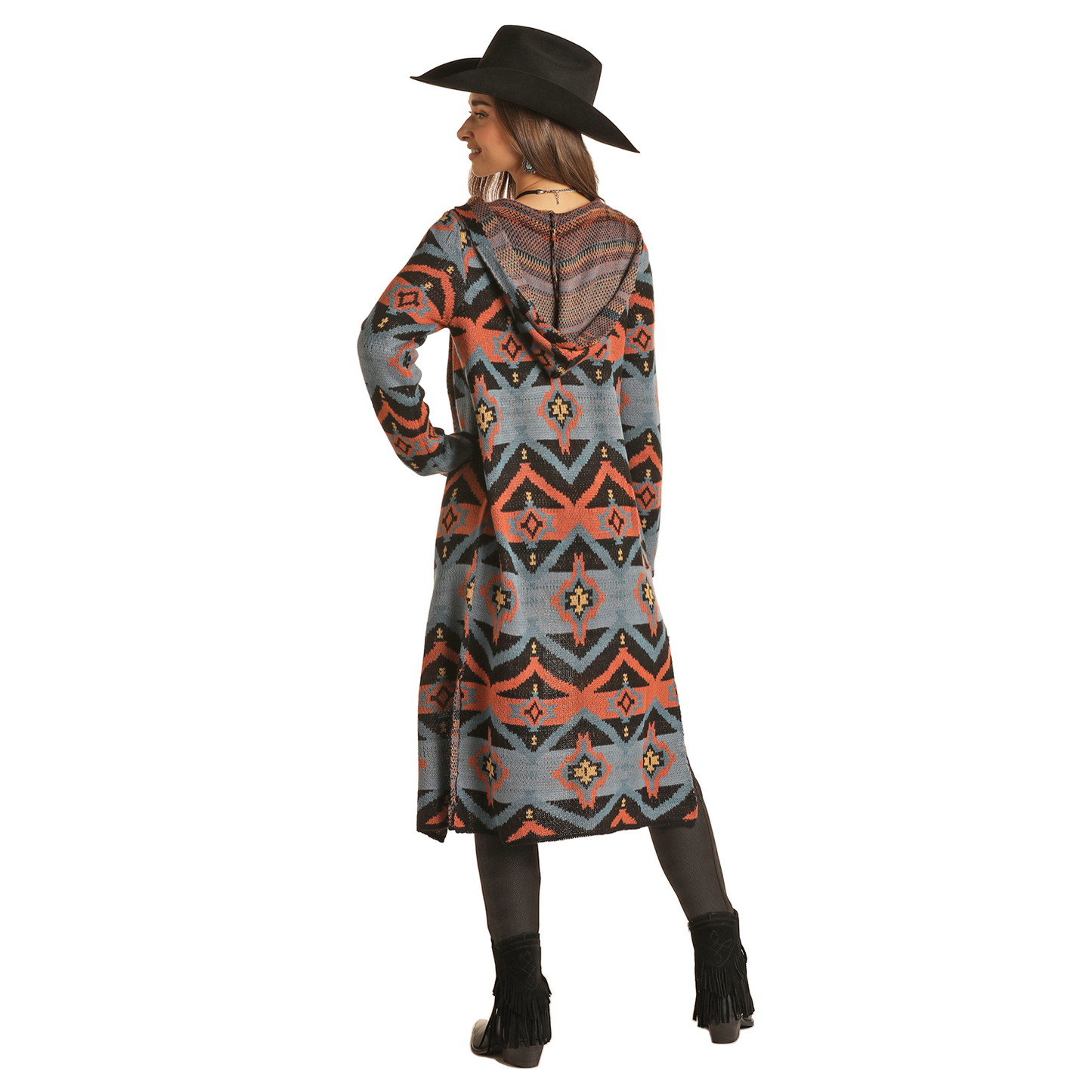 Rock & Roll Cowgirl Ladies Multicolor Aztec Knit Cardigan RRWT95R03Y-99